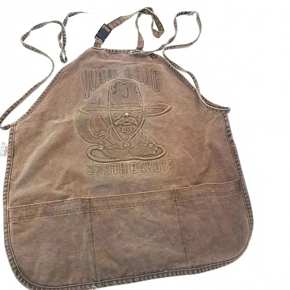 Classic Wall Drug Cowboy‎ Brown Canvas Apron  Made in the USA Pre Owned